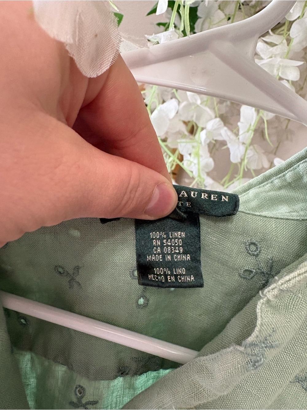 Lauren Ralph Lauren Mint Green Embroidered Button-Up Shirt - Picture 3 of 6